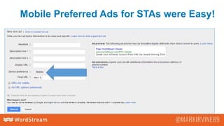 Mobile Preferred Ads for STAs were Easy!
 