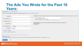 The Ads You Wrote for the Past 16
Years:
 