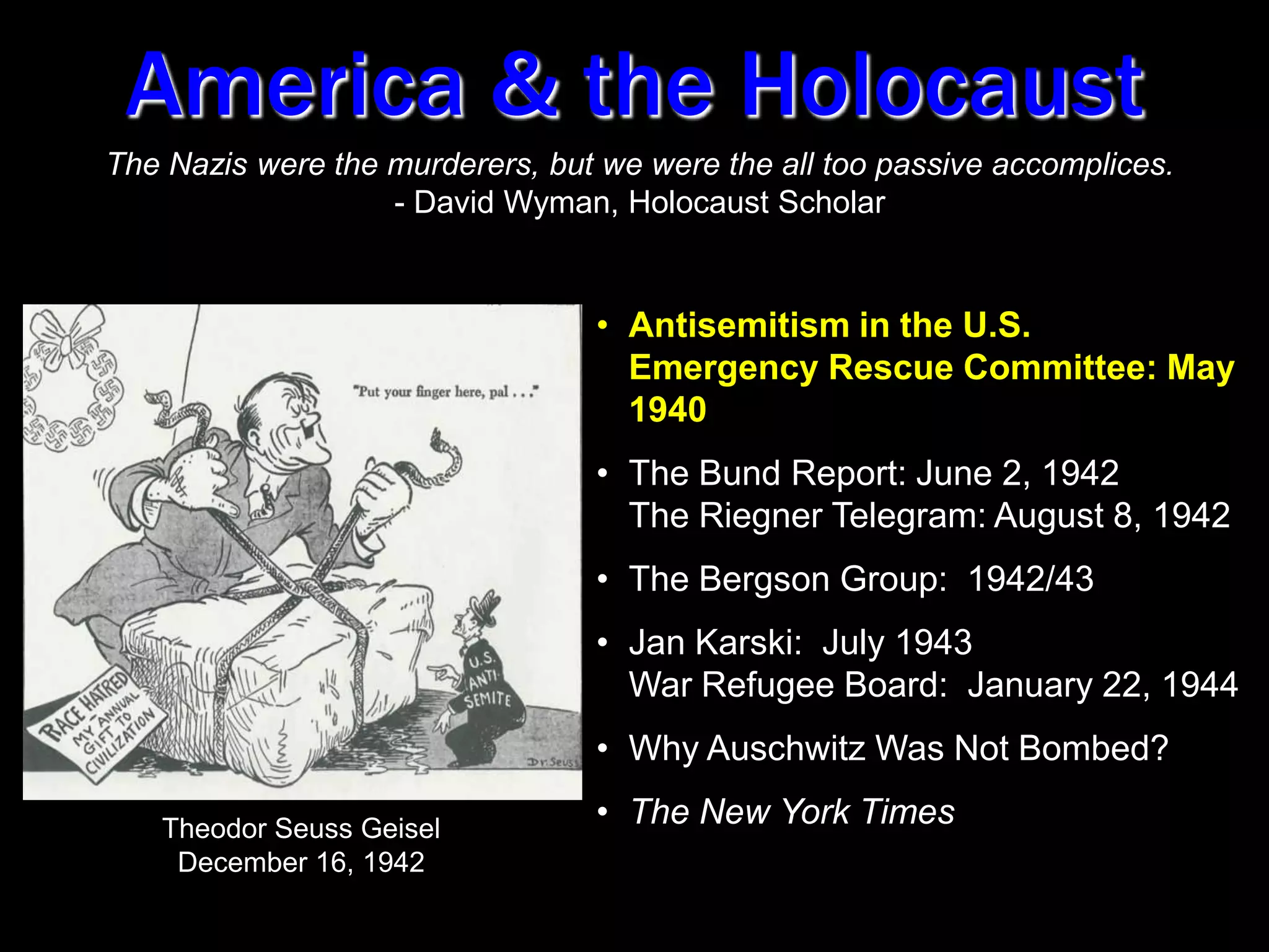 I am entirely normal.  Even while I was doing this extermination work, I led a normal family life and so on…Don’t you see, we SS men were not supposed to think about these things; it never even occurred to us.  And besides, it was something already taken for granted that the Jews were to blame for everything … You can be sure that it was not always a pleasure to see those mountains of corpses and smell the continual burning.  But Himmler had ordered it and had even explained the necessity and I really never gave much thought to whether it was wrong.  It just seemed a necessity …For me as an old fanatic National Socialist, I took It all as fact – just as a Catholic believes in his Church dogma.  It was just truth without questions; I had no doubt about that … That was the picture I had in my head, so when Himmler called me to him I just accepted it as the realization of something I had already accepted – not only I, but everybody.  I took it so much for granted that … this crass order to exterminate thousands of people (I did not know then how many) – even though it did frighten me momentarily – it fitted in with all that had been preached to me for years.  The problem itself, the extermination of Jewry, was not new – but only that I was to be the one to carry it out, frightened me at first.  But after getting the clear direct order and even an explanation with it – there was nothing left but to carry it out … Don’t you see, we SS men were not supposed to think about these things; it never occurred to us … We were all so much trained to obey orders without even thinking, that the thought of disobeying an order would simply never have occurred to anybody, and somebody else would have done just as well if I hadn’t.Rudolf Hoess, Commandant of Auschwitz, sentenced to death & hung at Auschwitz.(From:  Gilbert, G.M.  Nuremberg Diary.  New York: Farrar, Strauss & Company, 1947, pp. 258-59)
