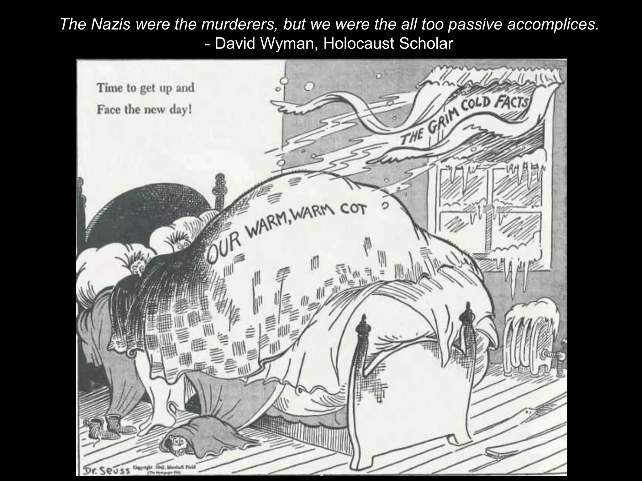 Letter of complaint from Mrs. Eleonore Gusenbauer                of Ried (the village above Mauthausen),                                September 1941.Inmates of the Mauthausen concentration camp are constantly being shot at the Vienna Ditch work site. Those who are badly struck still live for some time and lie next to the dead for hours and in some cases for half a day.My property is situated on an elevation close to the Vienna Ditch and therefore one often becomes the unwilling witness of such misdeeds.  I am sickly in any case and such sights make such demands on my nerves, that I will not be able to bear it much longer.I request that it be arranged that such inhuman deeds will cease or else be conducted out of sight.Dokumentationsarchiv des österreichischen Widerstand., or Gordon J. Horwitz, In the Shadow of Death – Living Outside the Gates of Mauthausen, p. 35.