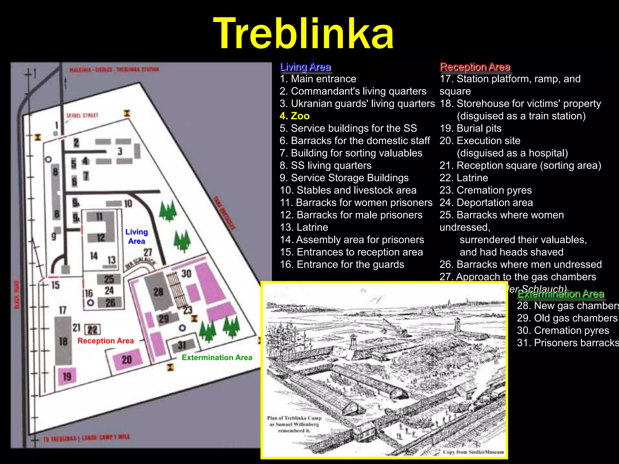 Ravensbruck,  Germany.  (labor camp for women)             Oranienburg, Germany.              Political prisoners in the camp yard.            (POW/labor camp)Flossenburg, Germany.  The quarry.            (labor camp)Neuengamme, Germany.                         On the left is the camp brick factory.                                   (labor camp)Mauthausen, Austria.                                    Main entrance to the camp.  (labor camp)Dora-Mittelbau, Germany.             Camouflaged entrance to the underground rocket factory.        (labor camp) 
