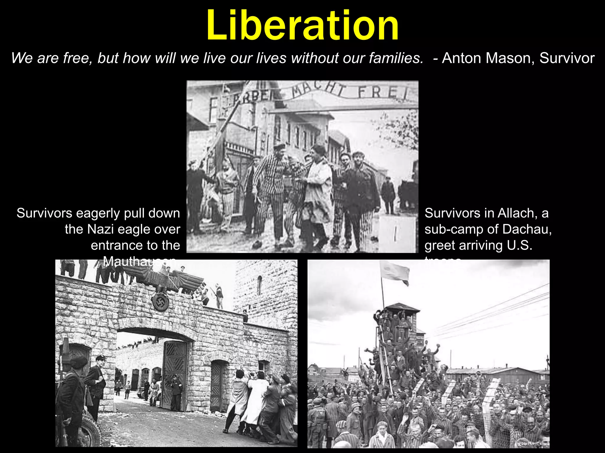 Non-Jewish ResistanceFirst they came for the Communists, but I was not a Communist so I did not speak out.Then they came for the Socialists and the Trade Unionists, but I was neither, so I did not speak out.Then they came for the Jews, but I was not a Jew so I did not speak out. And when they came for me, there was no one left to speak out for me. - Pastor Martin NiemoellerHans Scholl (left), Sophie Scholl (center), and Christoph Probst (right), leaders of The White Rose resistance organization. Munich, Germany, 1942. 