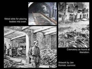 BarracksSix people slept on a plank of wood, on top of us another layer.  And if one of us had to turn, all the others had to turn because it was so narrow.  One cover, no pillow, no mattress.-  Alice Lok, Survivor