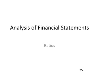 Analysis of Financial Statements Ratios 