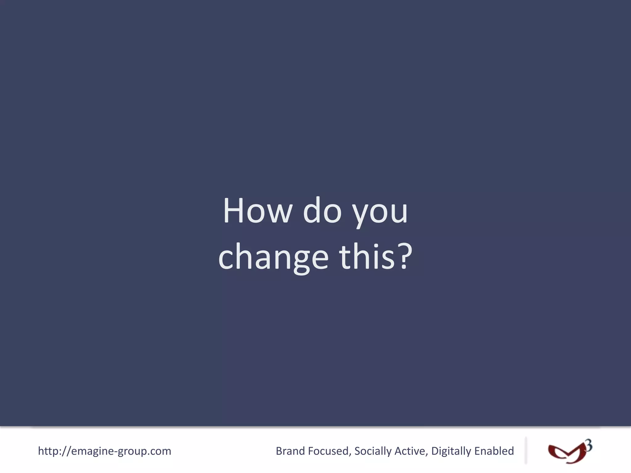 http://emagine-group.com Brand Focused, Socially Active, Digitally Enabled
How do you
change this?
 