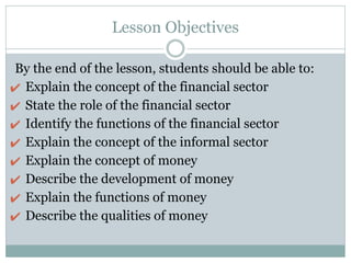 The financial sector Principles of Business | PDF