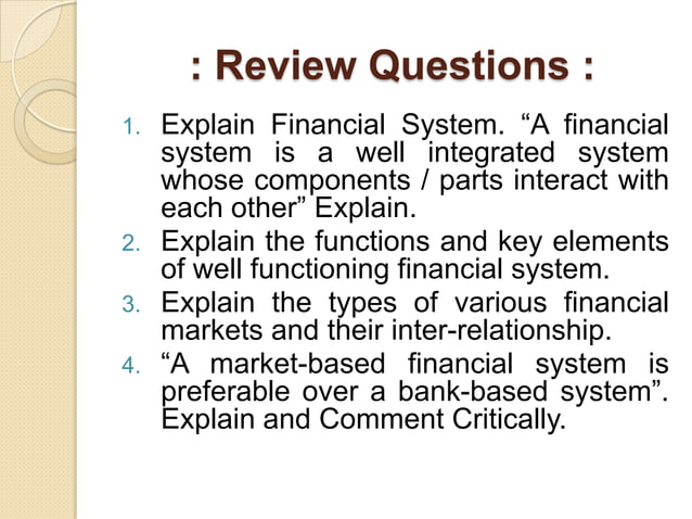 The Financial System An Introduction Ppt