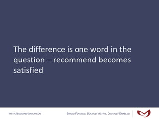 HTTP://EMAGINE-GROUP.COM BRAND FOCUSED, SOCIALLY ACTIVE, DIGITALLY ENABLED
The difference is one word in the
question – recommend becomes
satisfied
 