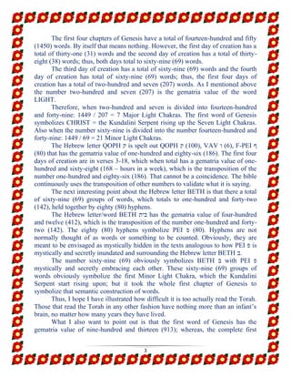 First Found Chapters BETH ב: the first letter of Genesis represents the entire texts scribed ...