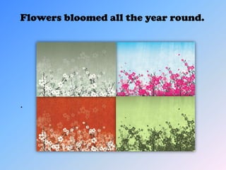 Flowers bloomed all the year round.




.
 
