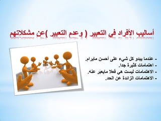 ‫ عندما يبدو كل شيء على أحسن مايرام.‬‫ اهتمامات كثيرة جدا.‬‫ االهتمامات ليست هي فعال مايعبَر عنه.‬‫- االهتمامات الزائدة عن الحد.‬

 