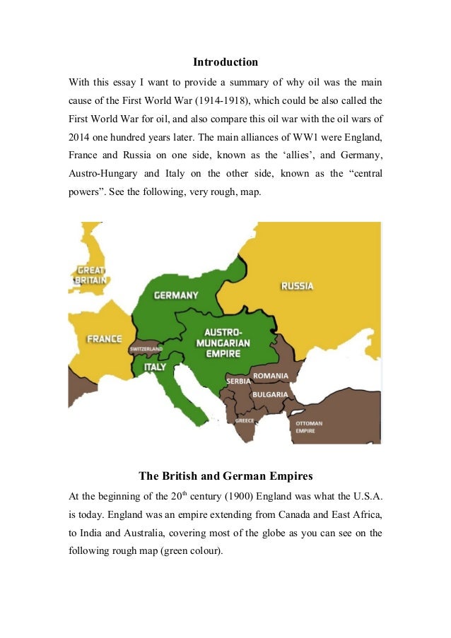 World War 1 Essay Examples - Free Causes and Effects, DBQ Essays and Research Papers