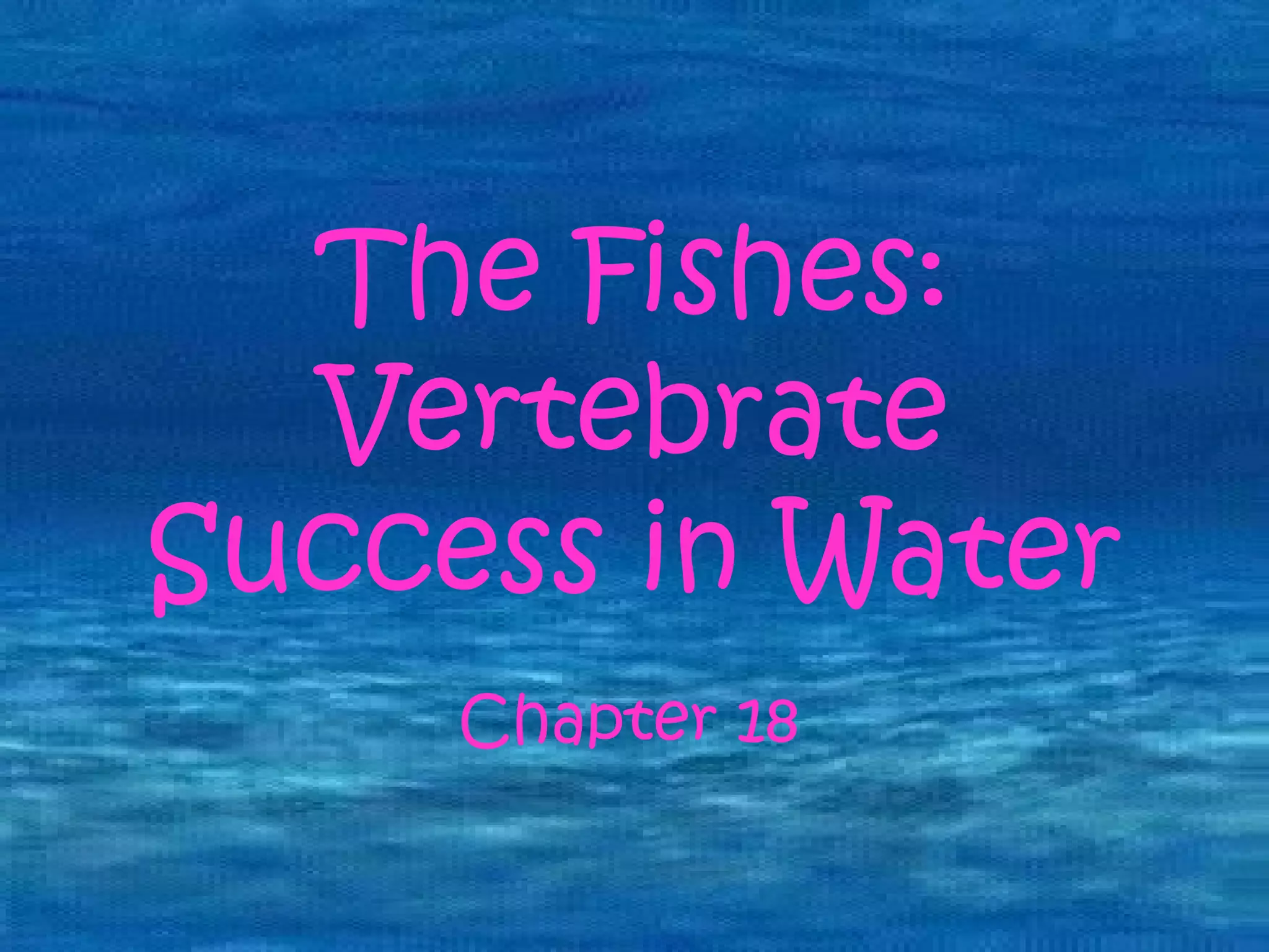The Fishes:
     The Fishes:
     Vertebrate
Vertebrate Success in Water
Success in Water
          Chapter 18

        Chapter 18
 