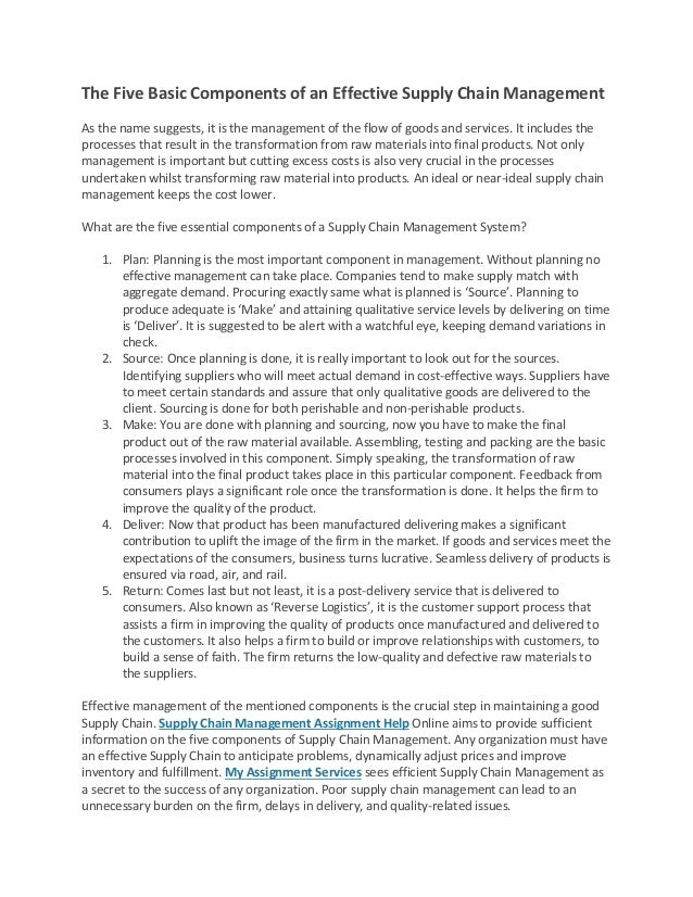 The Five Basic Components of an Effective Supply Chain Management