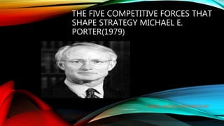 THE FIVE COMPETITIVE FORCES THAT
SHAPE STRATEGY MICHAEL E.
PORTER(1979)
Further reading on Michael Porter
 