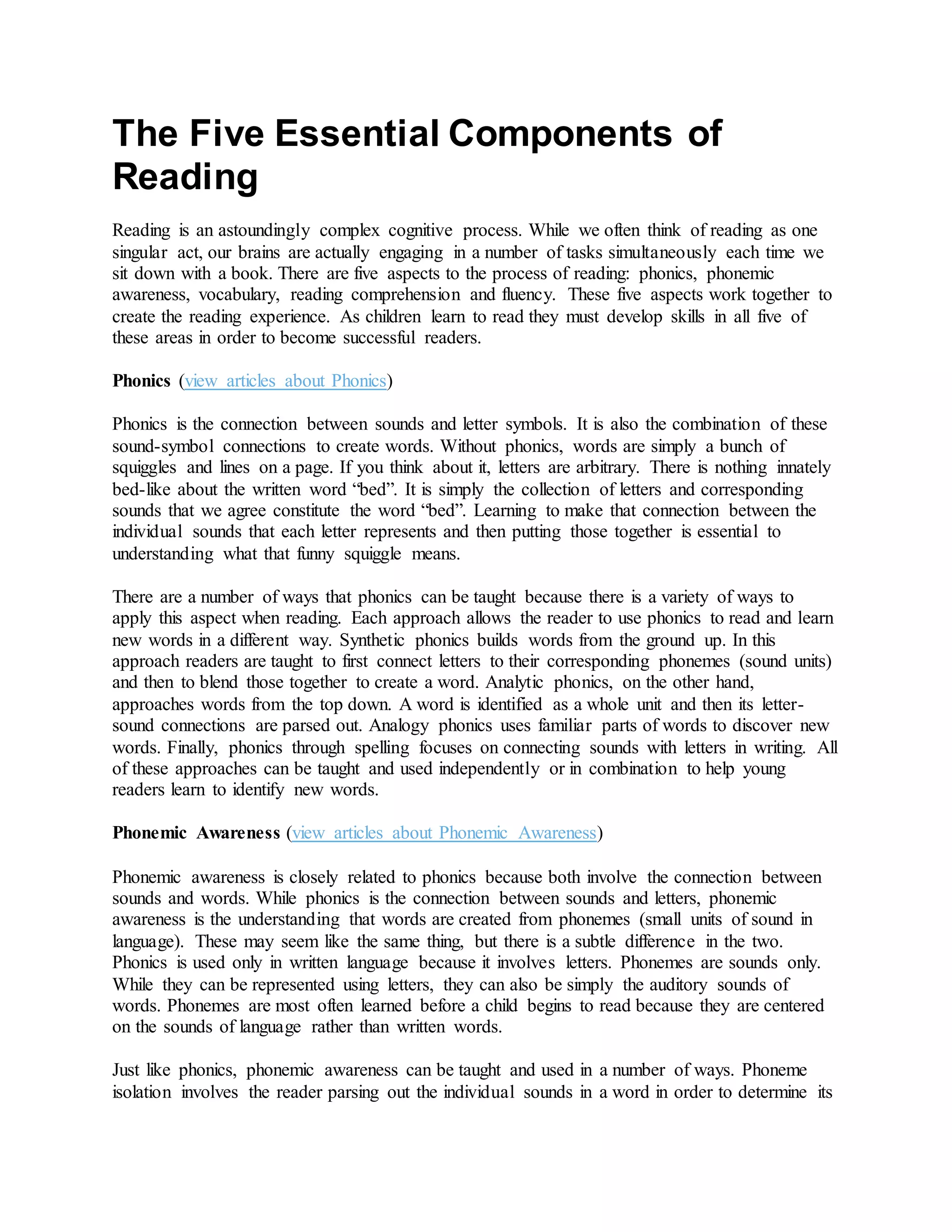 The five essential components of reading PDF