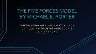 THE FIVE FORCES MODEL
BY MICHAEL E. PORTER
QUEENSBOROUGH COMMUNITY COLLEGE
CIS – 205 INTENSIVE WRITING COURSE
JEFFERY CHONG
 