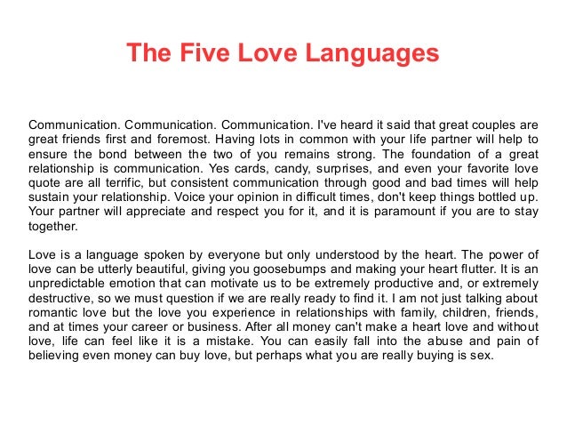 The Five Love Languages Communication Communication Communication The Five Love Languages Communication Communication Communication