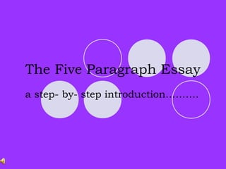 The Five Paragraph Essay
a step- by- step introduction……….
 