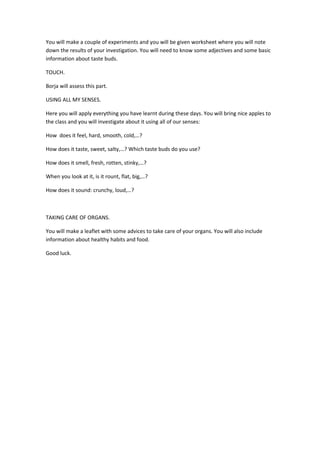 The five senses final task | PDF