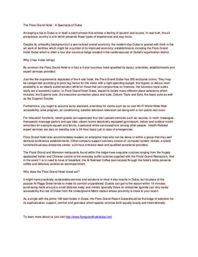 The Flora Grand Hotel A Spectacle Of Dubai - 