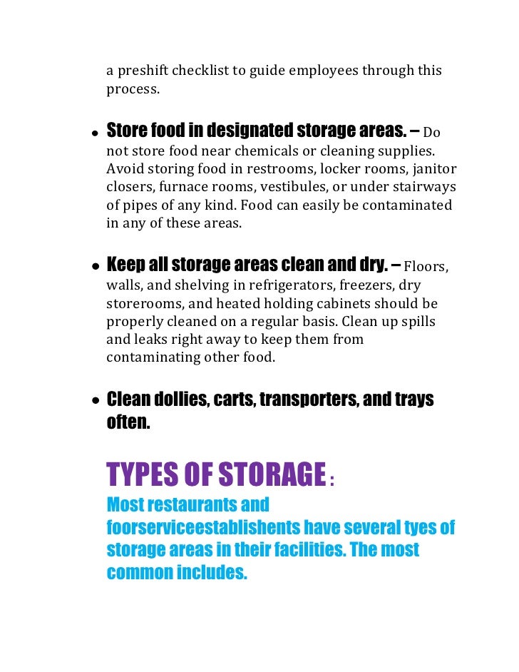 The flow of food storage 1