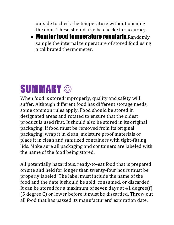 The flow of food storage 1