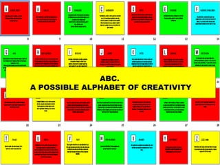 ABC.
A POSSIBLE ALPHABET OF CREATIVITY
 