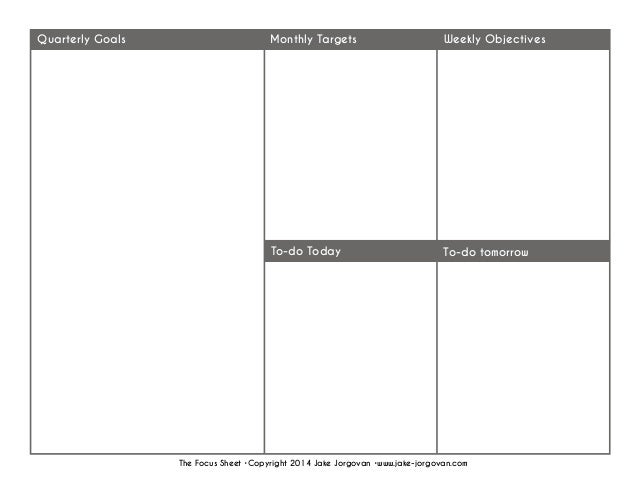 weekly goal sheet