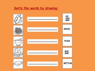Sorts the words by drawing: