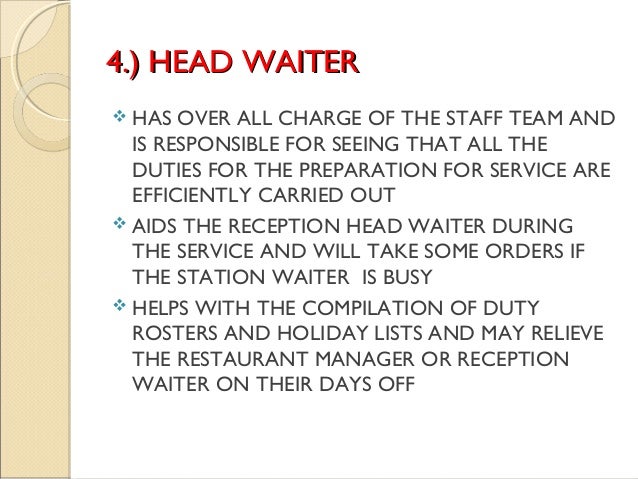 Food And Beverage Service Manager Duties Food And Beverage Service Manager Duties