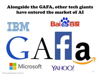 Alongside the GAFA, other tech giants
have entered the market of AI
27	
  
The Forecast l Artificial Intelligence l October 2015
 