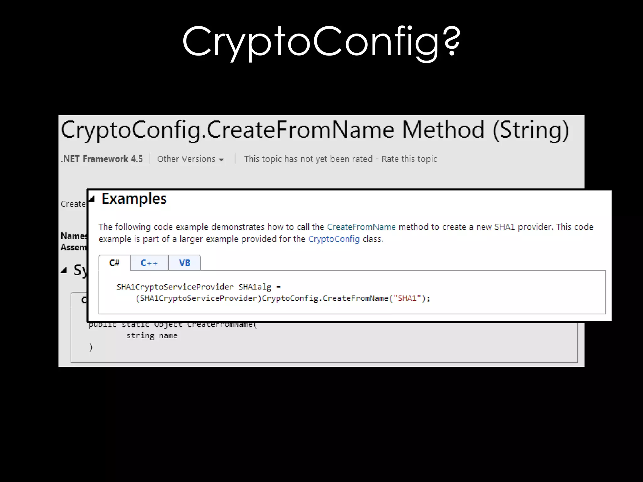 CryptoConfig?

 