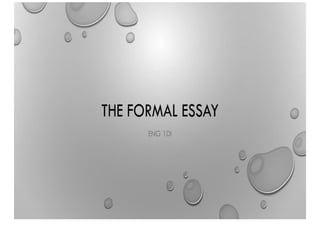 The Formal Essay