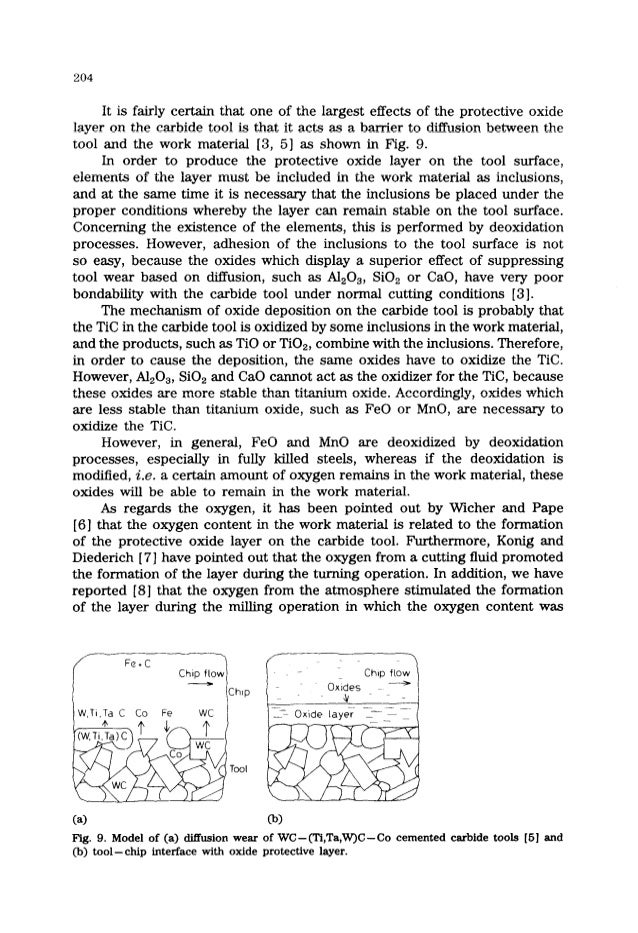 The formation of a protective oxide layer in machining resulphurized