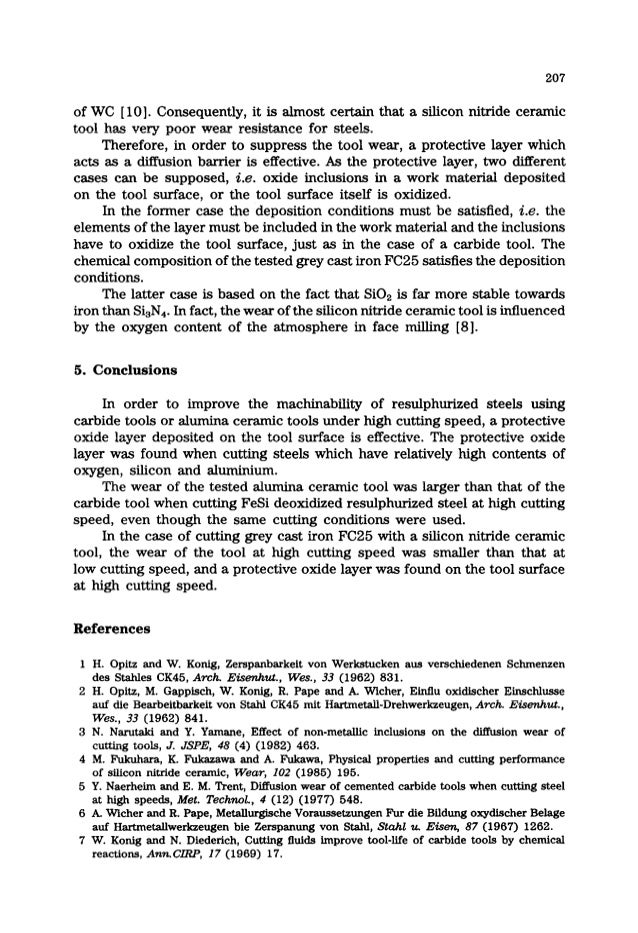 The formation of a protective oxide layer in machining resulphurized