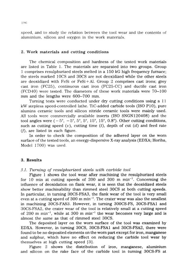 The formation of a protective oxide layer in machining resulphurized