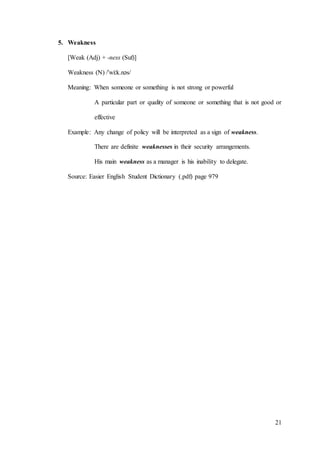 Main Weakness Reference Example The formation of english words through derivation | DOCX