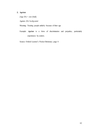 Age Examples The formation of english words through derivation | DOCX