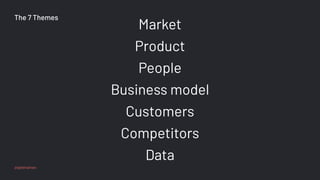 The 7 Themes
Market
Product
People
Business model
Customers
Competitors
Data
@glebmaltsev
 