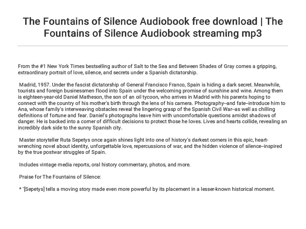 book the fountains of silence book the fountains of silence