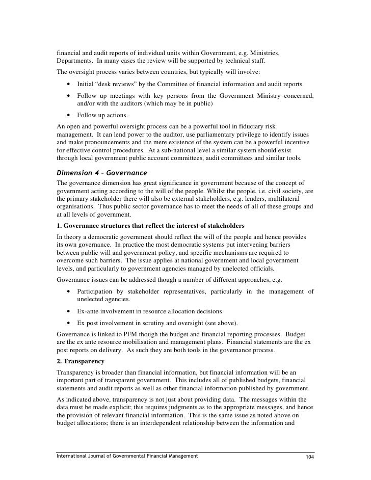 The Four Dimensions Of Public Financial Management