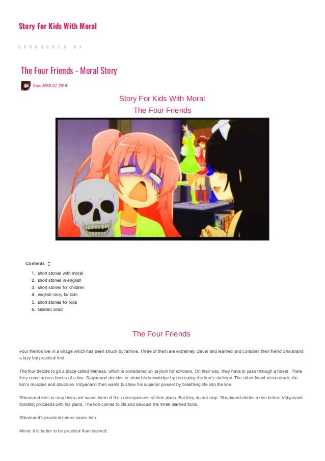 the four friends short story in english
