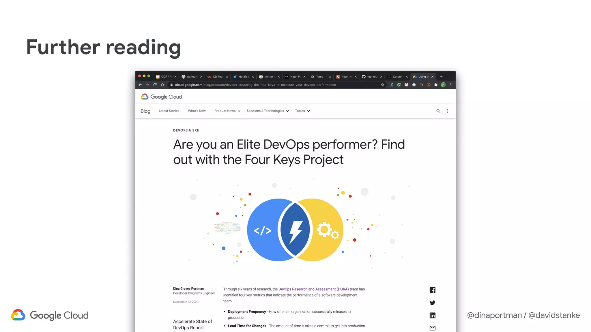 @dinaportman / @davidstanke
Further reading
 