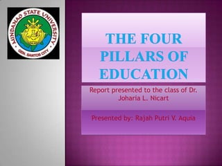 Report presented to the class of Dr.
Joharia L. Nicart
Presented by: Rajah Putri V. Aquia

 