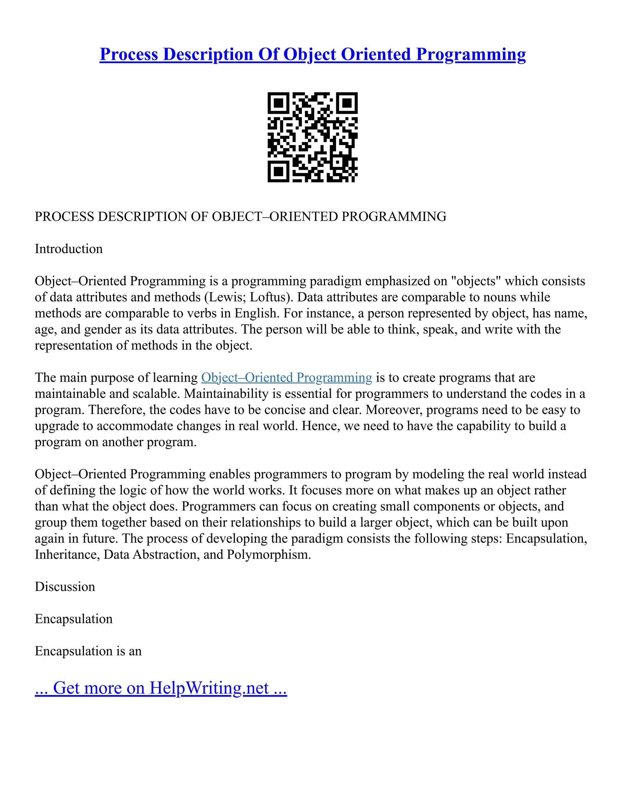 The Four Principles Of Object Oriented Programming | PDF