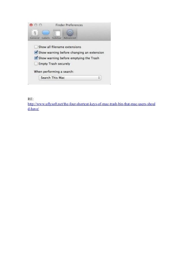 The four shortcut keys of mac trash bin
