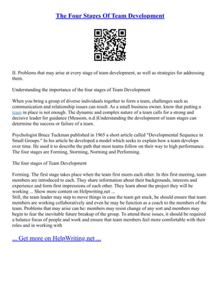 The Four Stages Of Team Development | PDF
