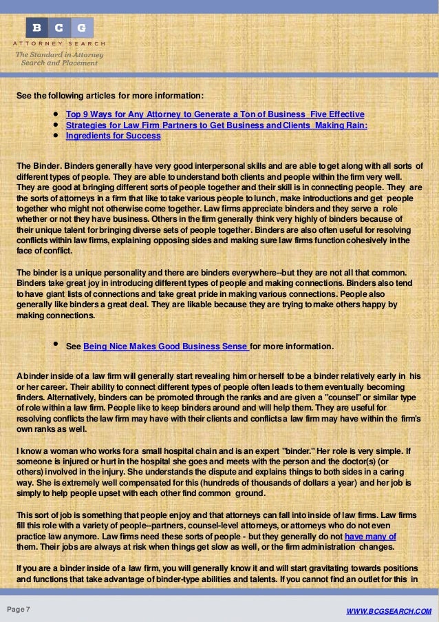 The Four Types of Attorneys The Finder, Minder, Binder and Grinder