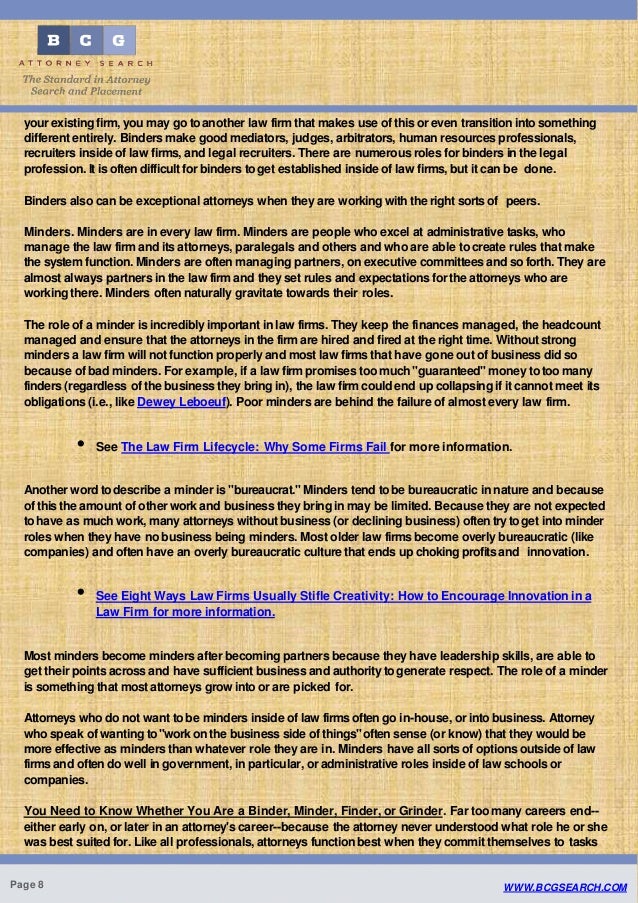 The Four Types of Attorneys The Finder, Minder, Binder and Grinder